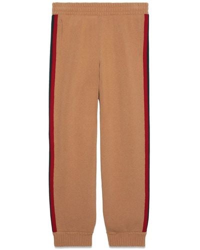 Gucci Web-stripe Wool Track Trousers - Brown
