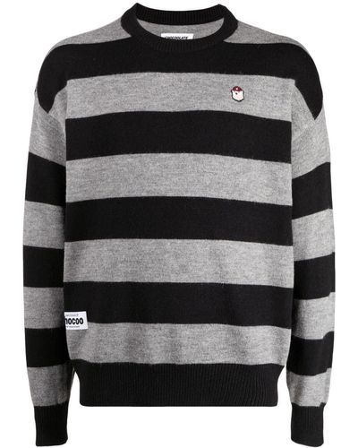 Chocoolate Logo-patch Stripe-pattern Sweater - Black
