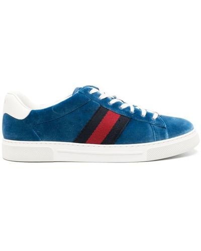 Gucci Ace Fluwelen Sneakers - Blauw