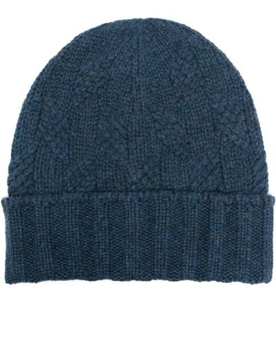 Barba Napoli Cable-knit Cashmere Beanie - Blue