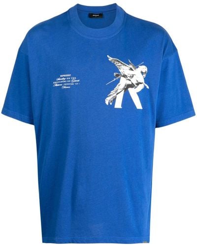 Represent T-shirt Met Print - Blauw
