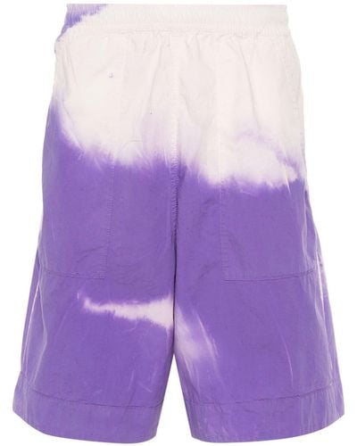 Stone Island Loose Wide Leg Printed Shorts - Purple