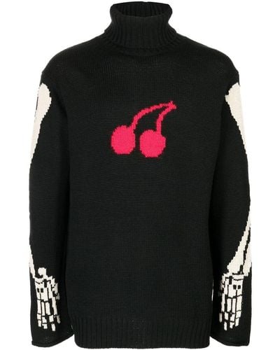 Yohji Yamamoto Intarsia-knit Roll-neck Sweater - Black