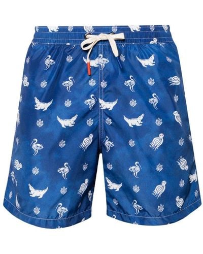 Altea Graphic-print Swim Shorts - Blue