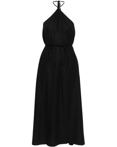 Baserange Ligo Silk Midi Dress - Black