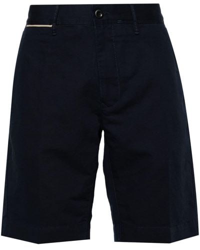 Incotex Logo-embroidered linen-blend chino shorts - Blau