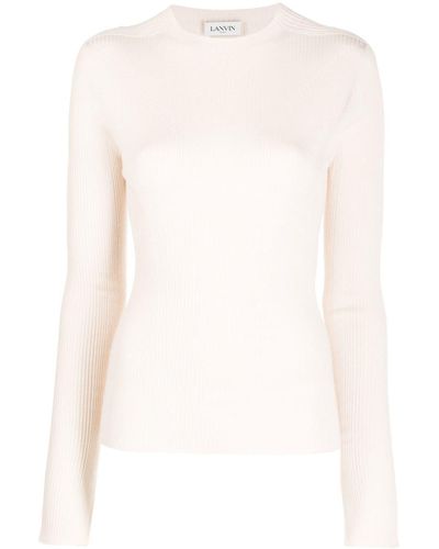 Lanvin Extra-long Sleeve Rib-knit Sweater - Natural