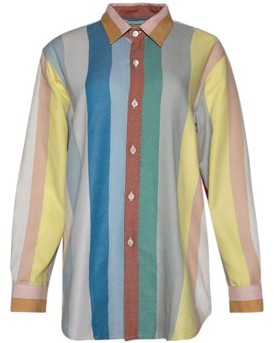 Marrakshi Life Striped Cotton Shirt - Blue
