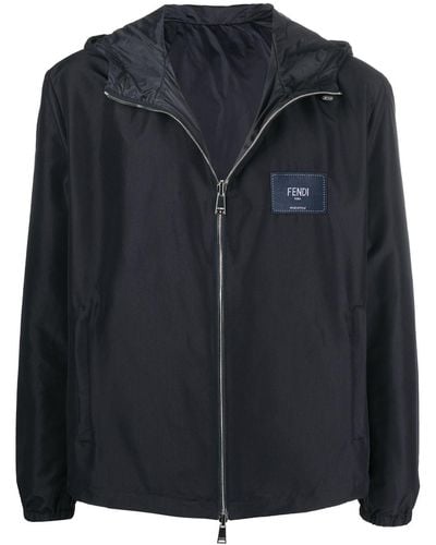 Fendi Reversible Logo-patch Hooded Jacket - Black