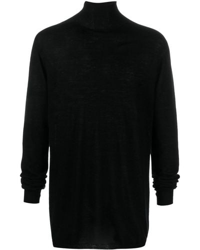 Rick Owens Roll-neck Virgin Wool Sweater - Black