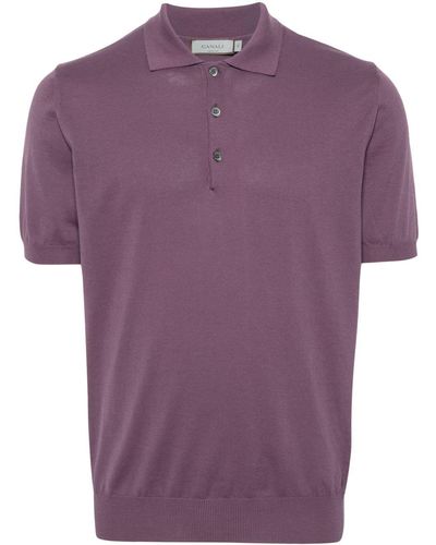 Canali Knitted Polo Shirt - Purple