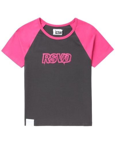 Izzue T-shirt colour block à logo imprimé - Rose