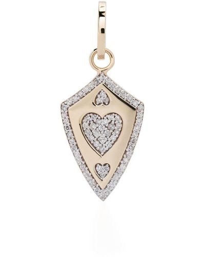 Adina Reyter 14kt Heart Shield Gelbgoldanhänger mit Diamant - Weiß