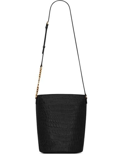 Saint Laurent Crocodile-effect Bucket Bag - Black