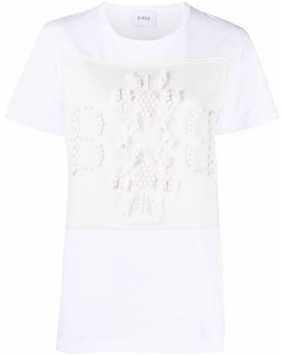 Barrie Embroidered Panelled T-shirt - White