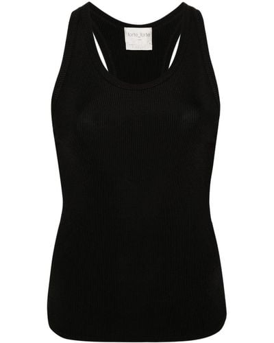 Forte Forte Chic Ribbed Tank Top - Black