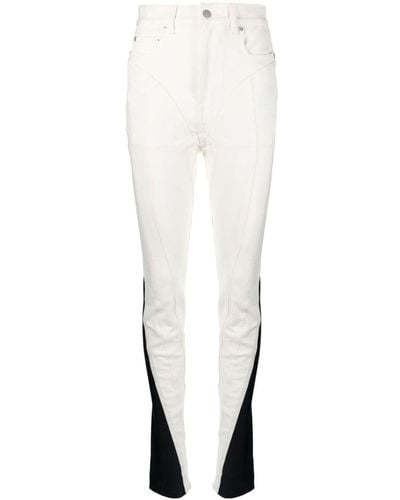 Mugler Spiral Paneled Skinny Jeans - White