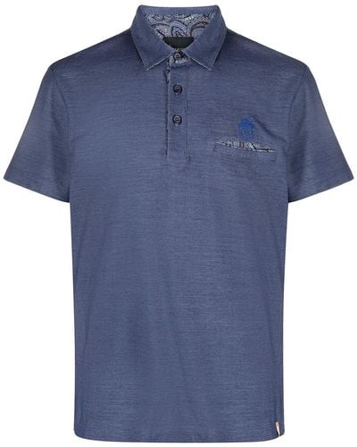 Billionaire Poloshirt mit Paisley-Tasche - Blau