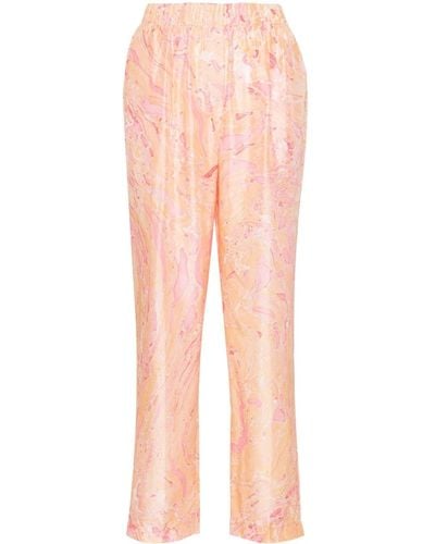 Forte Forte Abstract-print Silk Trousers - Pink