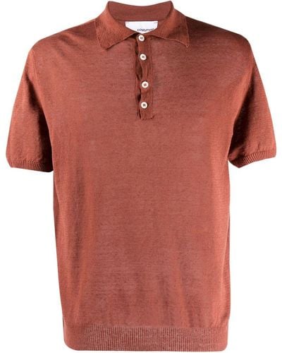 Costumein Short-sleeve Knitted Polo Shirt - Orange