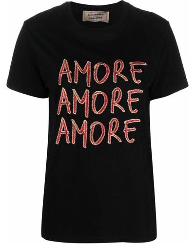 ALESSANDRO ENRIQUEZ Amore Embroidered-logo T-shirt - Black