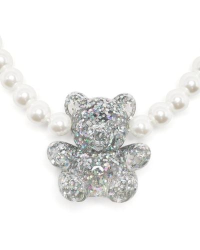 Bimba Y Lola Glitter-embellished Bear Necklace - White