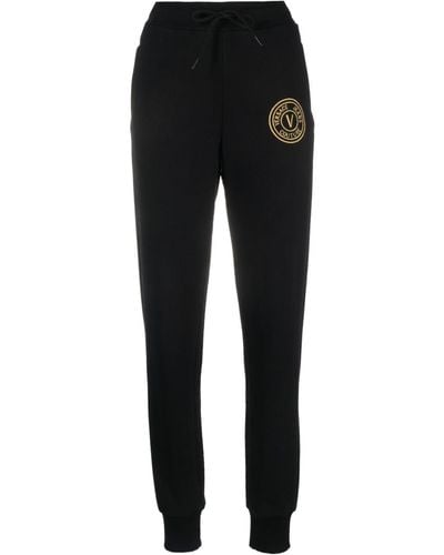 Versace Jeans Couture Logo-embroidered Cotton Track Trousers - Black