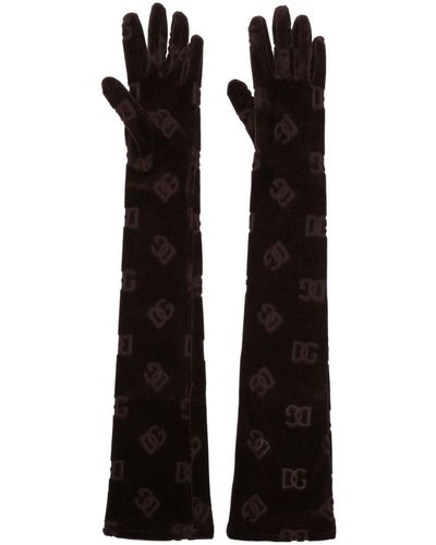 Dolce & Gabbana Gants en coton à logo embossé - Noir