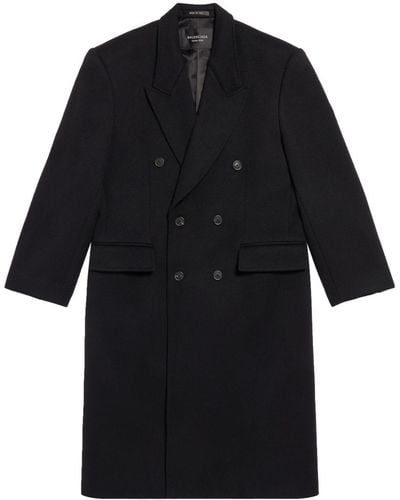 Balenciaga Double-breasted Wool Coat - Black