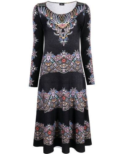 Etro Floral-jacquard Wool Dress - Black