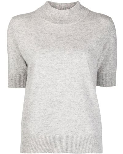 N.Peal Cashmere Short-sleeve Cashmere Top - Grey