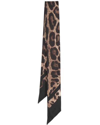 Dolce & Gabbana Seidenschal mit Leoparden-Print - Weiß