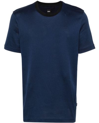 BOSS コントラストネック Tシャツ - ブルー