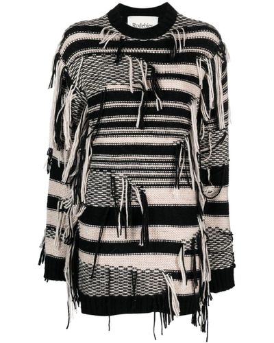 Rodebjer Striped Cotton Sweater - Black