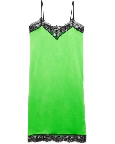 Ami Paris Slip dress con ribete de encaje - Verde