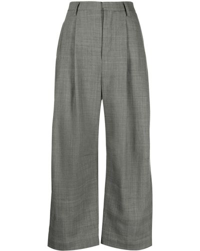 R13 Wool Plaid Check Trousers - Grey