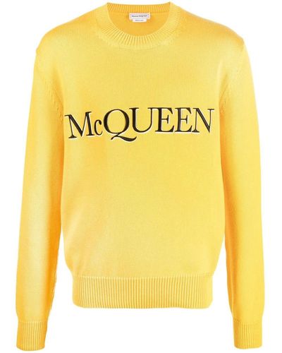 Alexander McQueen Pullover mit Logo-Stickerei - Gelb