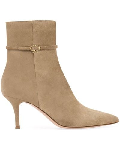 Gianvito Rossi Ribbon Ville 70mm Suede Boots - Brown