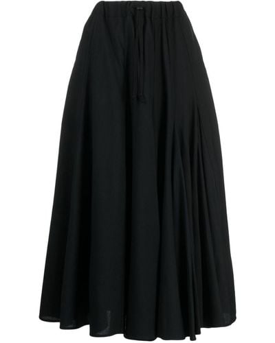 Yohji Yamamoto High Waist Midi-rok - Zwart