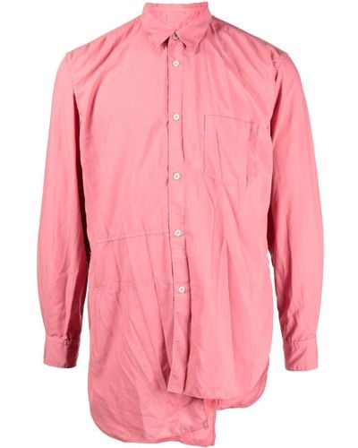 Comme des Garçons Asymmetric-hem Long-sleeved Shirt - Pink