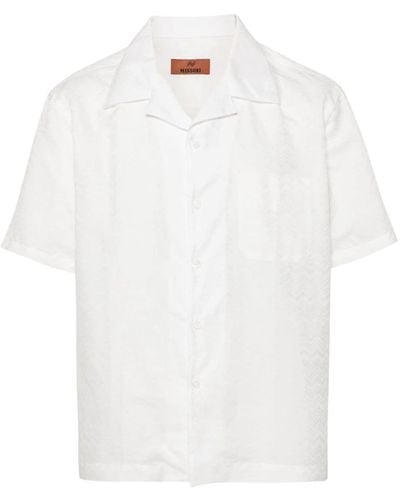 Missoni Zigzag-jacquard Camp-collar Shirt - White