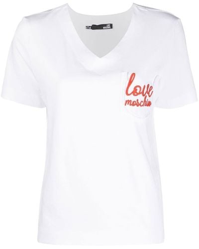 Love Moschino Camiseta con logo estampado - Blanco