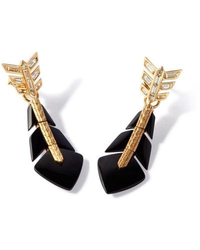 Annoushka 18kt Yellow Gold Deco Diamond And Onyx Drop Earrings - Natural