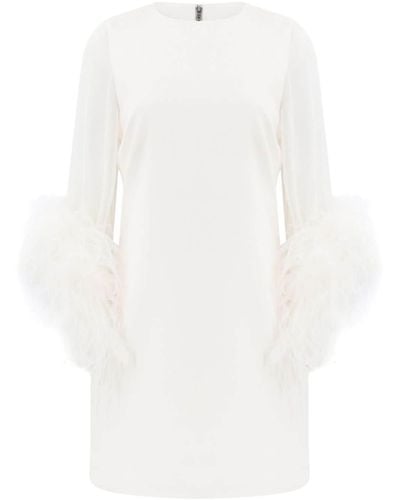 Alice + Olivia Izola Feathered Minidress - White