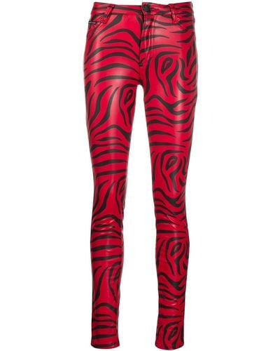 Philipp Plein Zebra Print Skinny Pants - Red