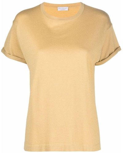 Brunello Cucinelli Camiseta con cuello redondo - Amarillo