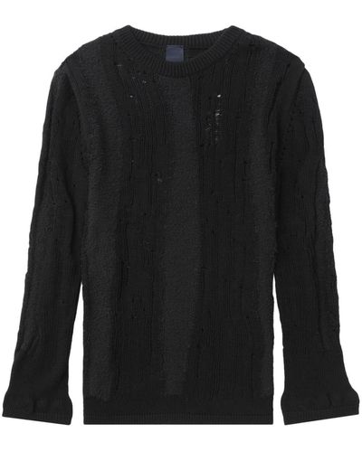 Juun.J Distressed Paneled Sweater - Black