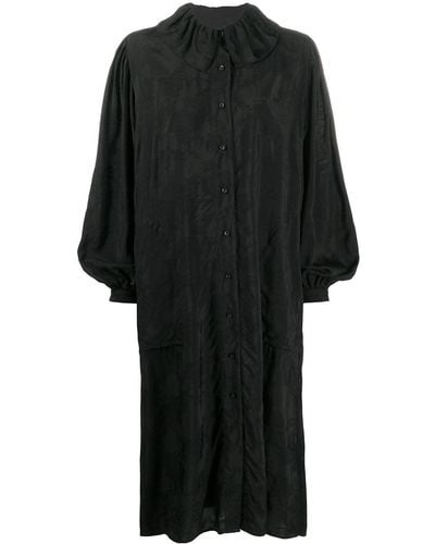 Uma Wang Vestido camisero oversize de manga larga - Negro