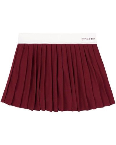 Sporty & Rich Classic Logo Pleated Tennis Skirt - Red