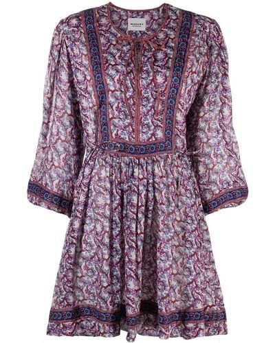 Isabel Marant Mini-jurk Met Bloemenprint - Paars